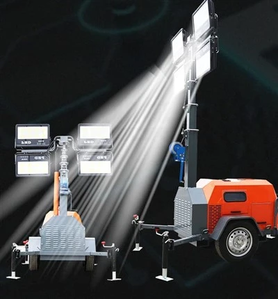 販売用ライトタワーの後ろにある 380V LED メダルハライド牽引