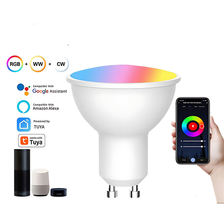 スマートセンサーRGB CW LED電球: 5-9W、GU10/MR16、音声/WiFi/Bluetooth調光